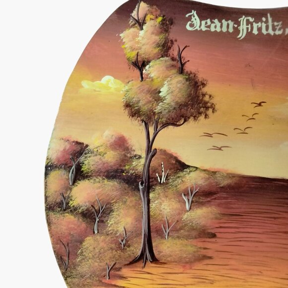 Tropical Landscape Painting Placemat Wall Art Tiki Sunset Jean Fritz  Guillot - Picture 3 of 7